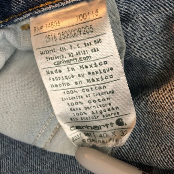 Carhartt Signature Denim Dungaree Original Carpenter Jeans 40x32 Actual 38x31 - Picture 9 of 9